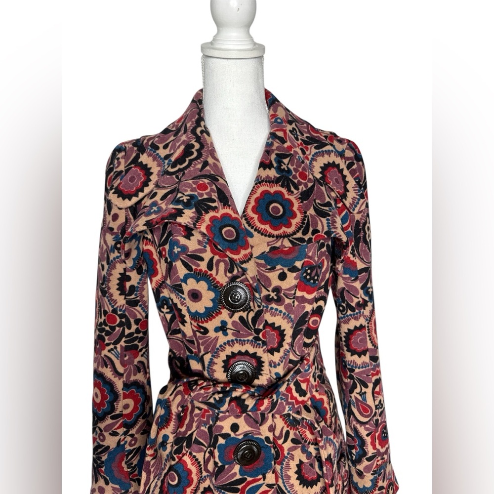 Vintage Betsey Johnson floral print wool coat - Picture 2 of 7